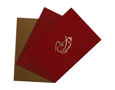 Hindu Wedding card in red satin with Ganesha Symbol