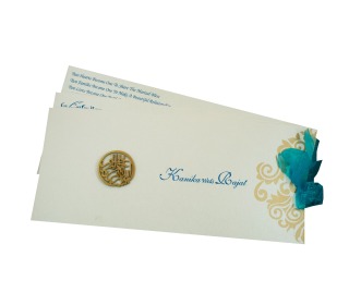 Wedding Invitation in Blue with Pull out insert & Allah Symbol