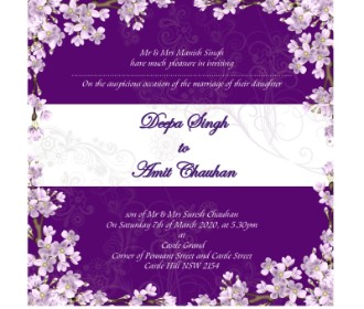 Purple Color beautiful wedding ecard - 