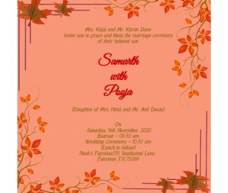 Peach color stylish wedding ecard - 