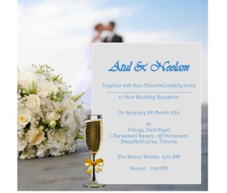 Wedding Reception e card design in blue - 
