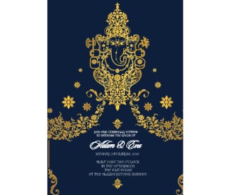 Yellow Ganesha Wedding e cards design - 