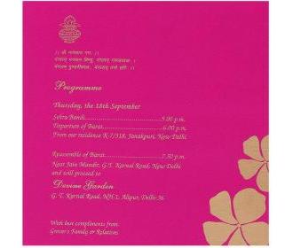 Wedding invitation with magenta floral design