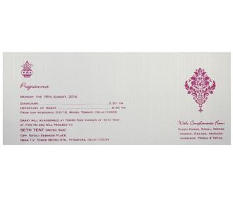 Indian wedding card in fuschia and golden