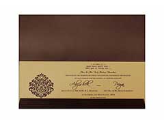 Indian Wedding Card in Brown and Golden with Cutout Design