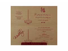 Indian Wedding Invitation in Firebrick & Antique Golden with Cut