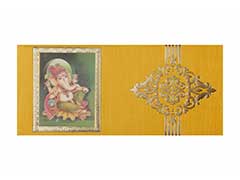 Hindu Invitation in Yellow & Golden with 3D Ganesha Design