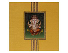 3D Ganesha Wedding Card in Sunshine Yellow Color