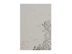 Wedding Invitation in White with Silver Floral Design
