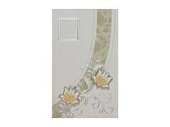 Wedding Invitation in White and Silver with Lotus design
