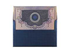 Silver and Blue Wedding Card with Shimmering Pankha design