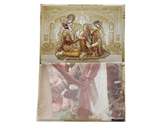 Hindu wedding card with god and traditional ceremony images