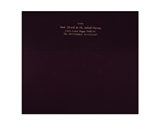 Indian wedding card in Purple and White Satin