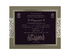 Indian wedding card in Purple and White Satin