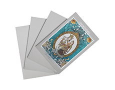 Radha Krishna Wedding card in Turquoise Blue and Ivory