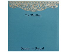 Firozi and Golden wedding card with Multi color inserts