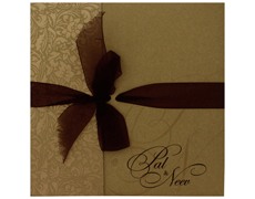 Brown and Golden Card with Ribbon Style