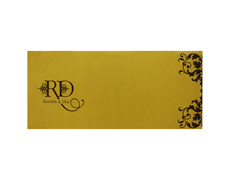 Shimmering Golden wedding card with multicolor inserts