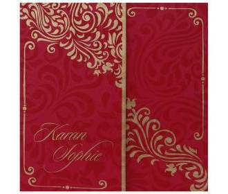 Exclusive wedding invite in Fuschia and Golden
