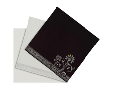 Satin wedding card in Purple and Silver with decorated flowers