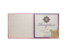 Satin wedding card in red and antique golden with Ganesha design