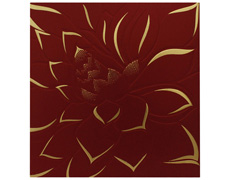 Designer wedding card in deep red and golden floral design