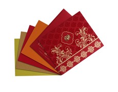 Hindu wedding card in red with Ganesha design