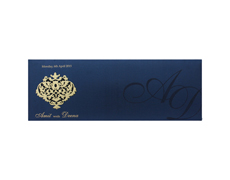 Indian wedding card in Navy blue and golden