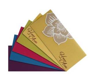 Yellow floral card with multicolor inserts