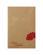 Indian wedding invite in golden with red rose