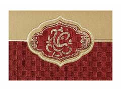 Shimmering Crimson and Antique Golden Wedding Card