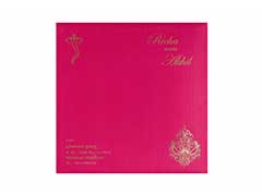Indian Wedding Card In Magenta (Fuchsia) & Golden