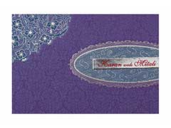 Indian Wedding Card in Purple & Silver Floral Design