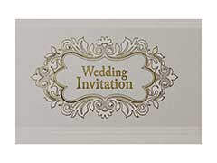 Wedding Invitation in Cream & Golden with Shimmering Background