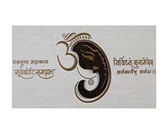Hindu Wedding Card in Cream and Golden with Ganesha Design