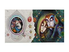 Traditional Hindu Marriage card with Multicolour God images