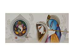 Multicolour Radha-Krishna Card with Ganesha design