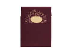 Indian Wedding Invitation in Purple with Golden Flowers