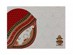 Hindu Wedding Card in Cream and Golden with Dulhan Design
