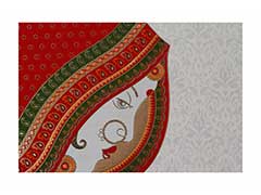 Hindu Wedding Card in Cream and Golden with Dulhan Design
