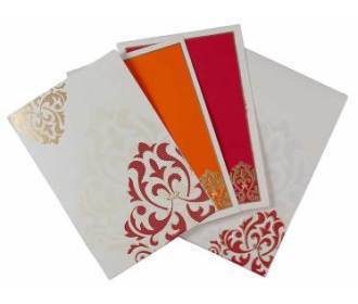 Indian Wedding Invite In Cream and Pink with Multicolor Inserts
