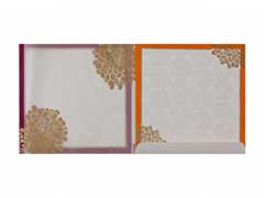 Indian wedding invite in Cream & Golden with Multicolor flowers