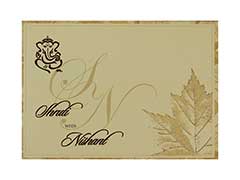 Indian Wedding Card in Fawn with Leaf Design