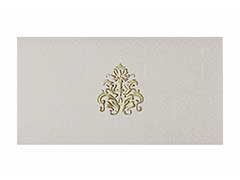 Indian wedding card in Cream with golden embossed motif design