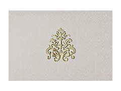 Indian wedding card in Cream with golden embossed motif design