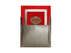 Designer Card in Red and Golden with Laser Cut-out Ganesha