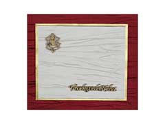 Satin Wedding Card in Red,Violet & Golden with Cut-out Des