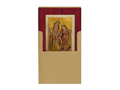 Radha Krishna Wedding Card in Red, Violet and Golden