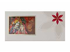 Hindu Wedding Card with Traditional Radha Krishna in 3D effect