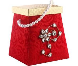 Wedding Favor Box in Red and Golden Colour with Floral Pattern